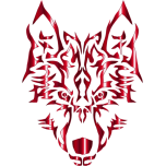 Crimson Symmetric Tribal Wolf No Background Favicon 