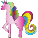 Cute Happy Unicorn Line Art Colored Favicon 