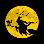 Flying Witch During Full Moon Favicon 