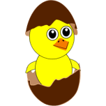  Funny Chick Cartoon Newborn Coming Out From The Egg With A Chocolate Eggshell Hat   Favicon Preview 