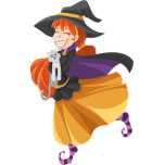 Happy Cartoon Witch Isolated Favicon 
