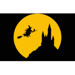 Witch Flying In Full Moon Silhouette Favicon 