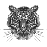 Geometric Tiger Head Grayscale Favicon 