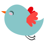Cute Teal Bird With Red Wings Favicon 